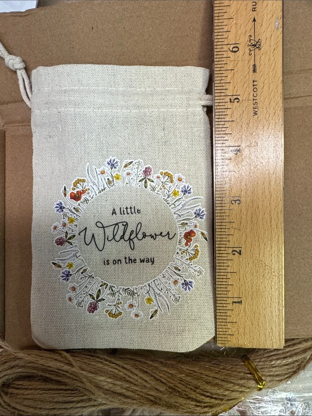 25 Sets Canvas Drawstring Gift Bag with Thank You Cards & Twine - NWT